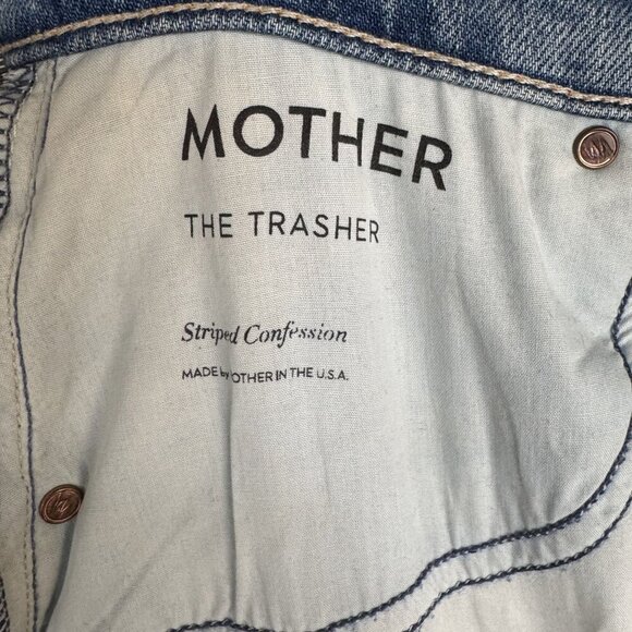 Mother Superior The Trasher 100% Cotton Button Fly Loose Fit Crop Jeans Size 27 - Picture 12 of 16